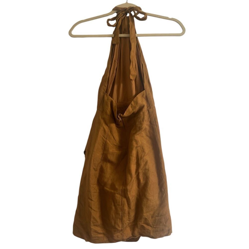 ✨Bardot Goddess Halter Linen Tan Sz 2 Dress✨ - Picture 4 of 7